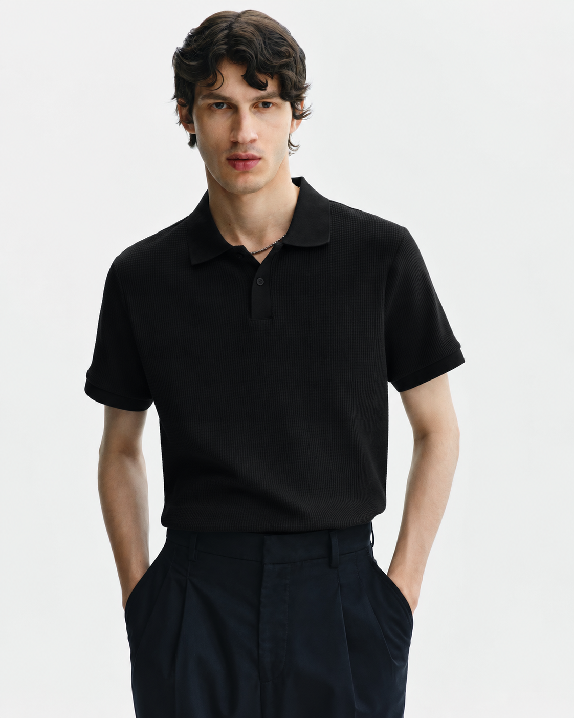Textured Knit Polo — Men's Casual Wear