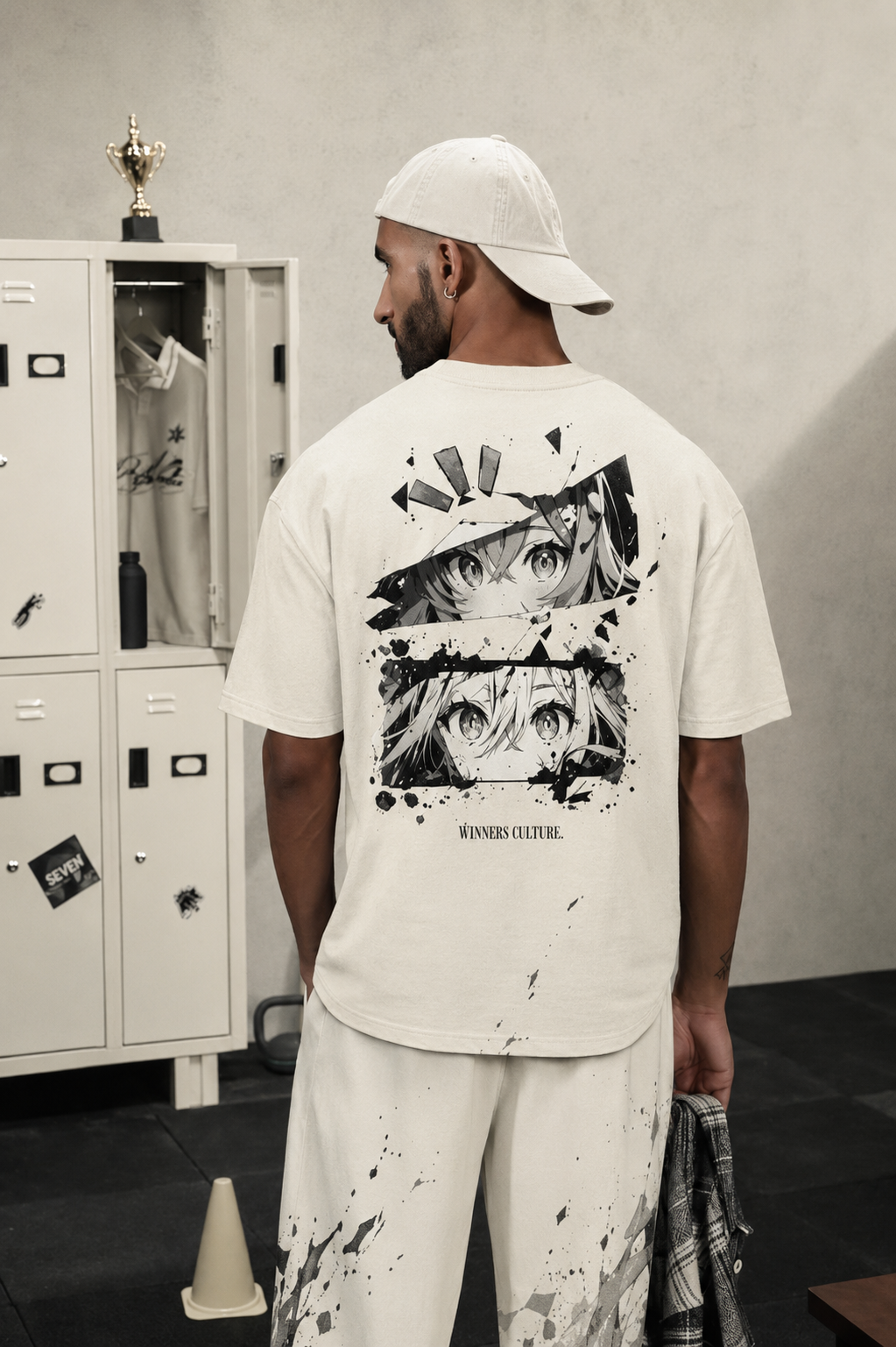 Anime Print Oversized T-Shirt for Men